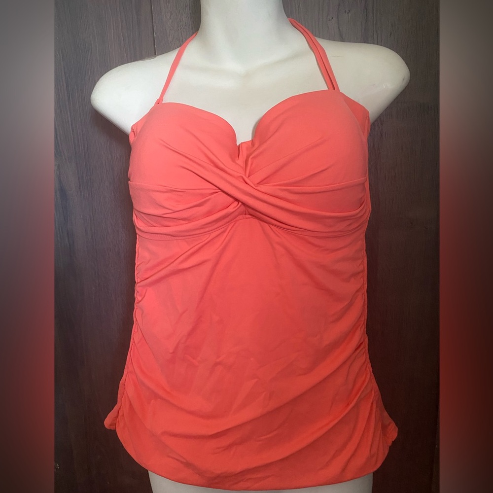 aerie Coral Twist-Front Swim Coverup